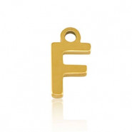 Stainless steel charm initial F Gold